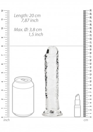 REALROCK CRYSTAL CLEAR - Dildo z Przyssawką - Transparentne - 18 cm