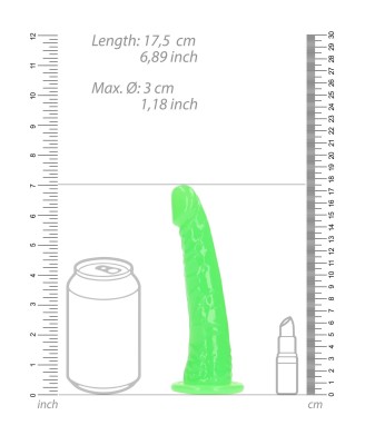 Slim Realistic Dildo with Suction Cup - Glow in the Dark - 6'' / 15,5 cm