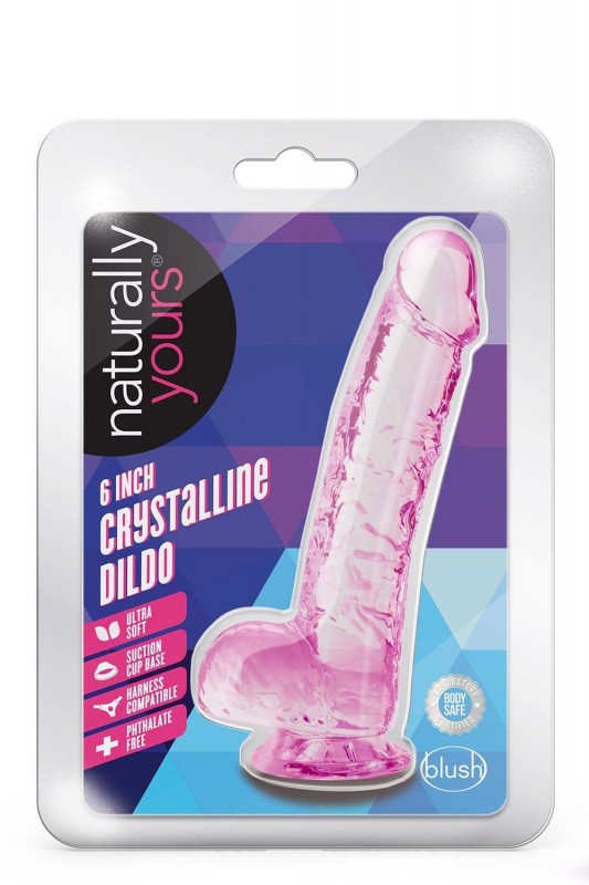 NATURALLY YOURS  6" CRYSTALLINE DILDO  ROSE