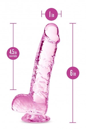NATURALLY YOURS  6" CRYSTALLINE DILDO  ROSE