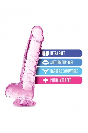 NATURALLY YOURS  6" CRYSTALLINE DILDO  ROSE