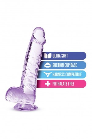 NATURALLY YOURS  6" CRYSTALLINE DILDO  AMETHYST