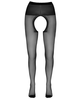 Cottelli Crotchless Tights 4 - Czarne Rajstopy z Otwartym Krokiem - 20 Den