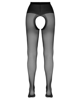 Cottelli Crotchless Tights 4 - Czarne Rajstopy z Otwartym Krokiem - 20 Den