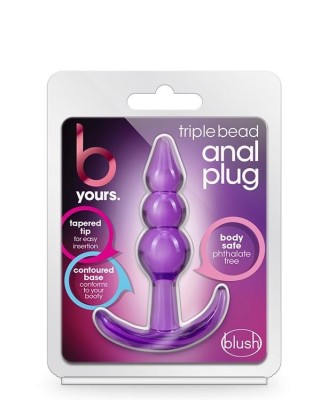B YOURS TRIPLE BEAD ANAL PLUG PURPLE