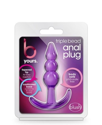 B YOURS TRIPLE BEAD ANAL PLUG PURPLE