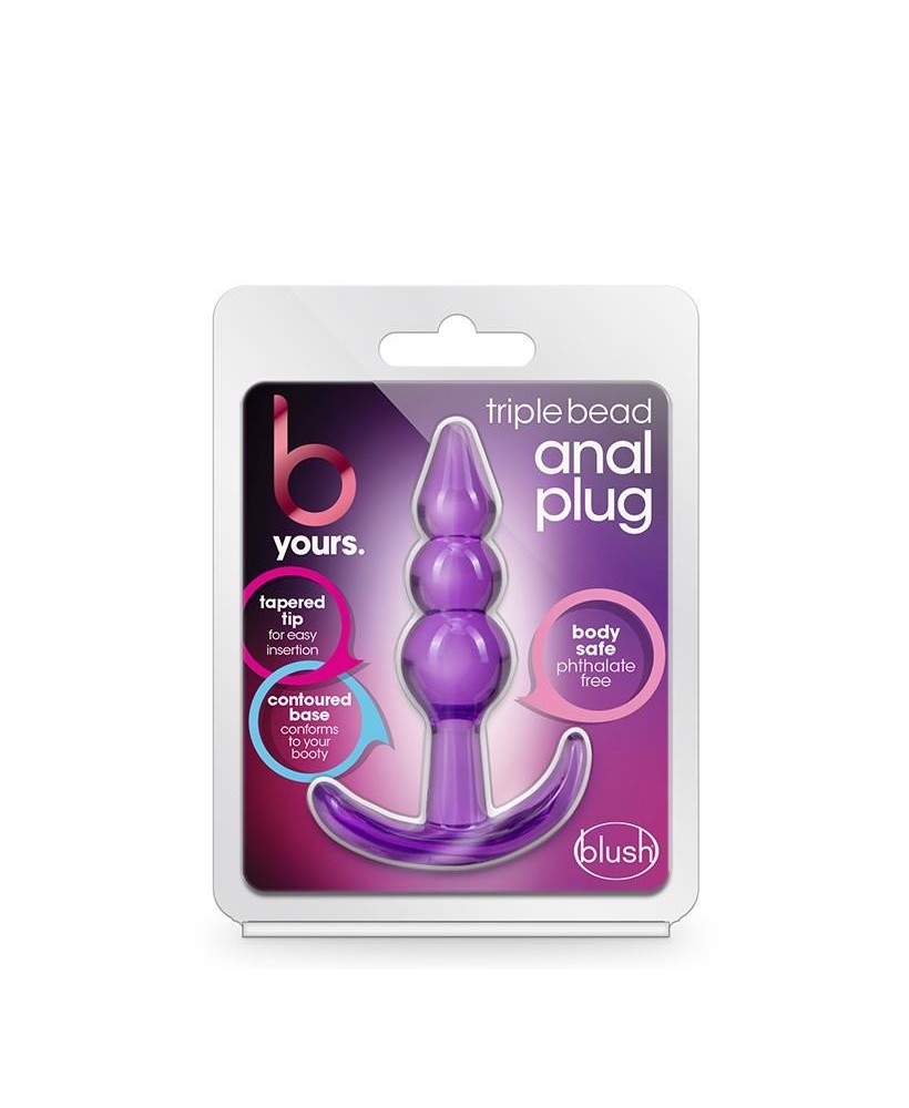B YOURS TRIPLE BEAD ANAL PLUG PURPLE