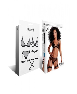 Bielizna-LadyX Adora L  - biustonosz, stringi, podwiązki