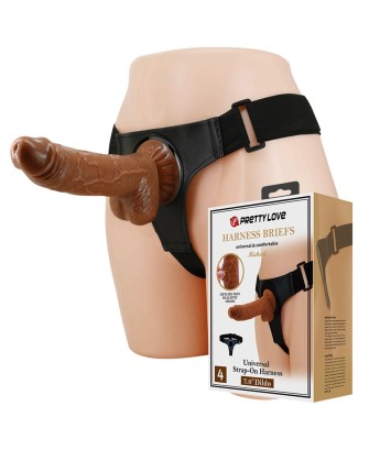 PRETTY LOVE - HARNESS BRIEFS- Micheal, Universal Strap-On, 7.0'' Dildo