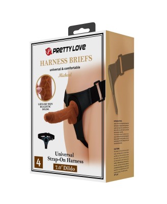 PRETTY LOVE - HARNESS BRIEFS- Micheal, Universal Strap-On, 7.0'' Dildo