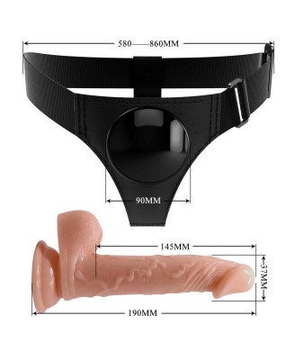 PRETTY LOVE - HARNESS BRIEFS- Kevin, Universal Strap-On, 7.2'' Dildo
