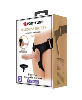 PRETTY LOVE - HARNESS BRIEFS- Kevin, Universal Strap-On, 7.2'' Dildo