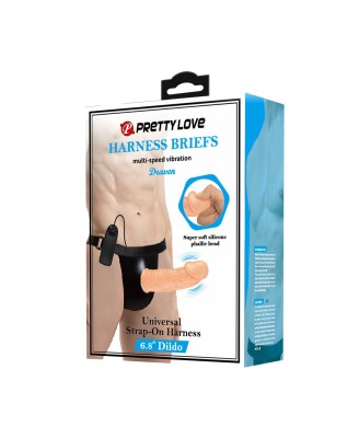 PRETTY LOVE - HARNESS BRIEFS- Draven Strap-On 6,8'' Dildo vibration