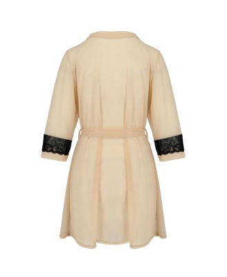 Bielizna-DAISY PEIGNOIR beige L/XL