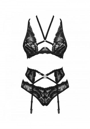 Bielizna-Alessya komplet 3-częściowy czarny  XS/S