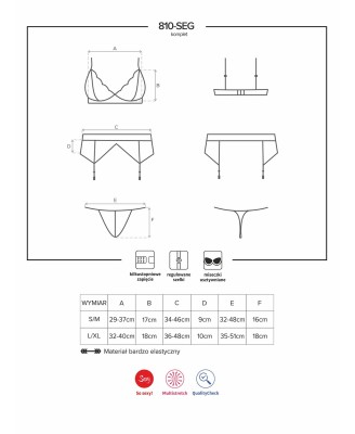 Bielizna-810-SEG-2 komplet 3-częściowy biały  S/M