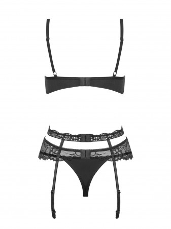 Bielizna-Heartina komplet 3-częściowy czarny  S/M