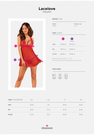 Lacelove babydoll i stringi   XS/S