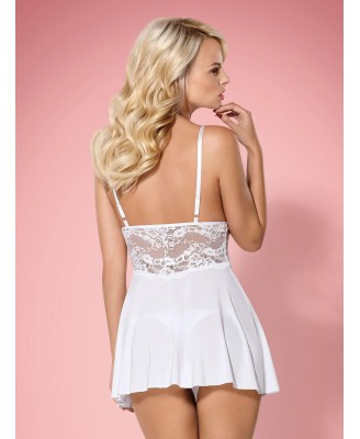 Bielizna-810-BAB-2 babydoll i stringi biała  S/M