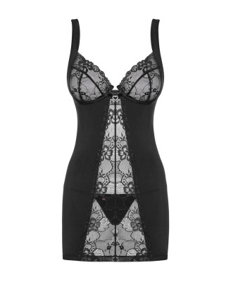 Bielizna-Heartina koszulka i stringi czarna L/XL