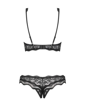 Bielizna-Luvae komplet 2-częściowy otwarty Czarny  S/M