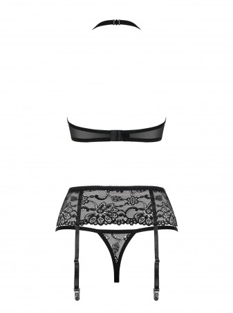 Bielizna-838-SEG-1 komplet 3-częściowy czarny  S/M