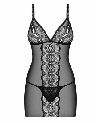 Bielizna-Lucita koszulka i stringi czarna L/XL