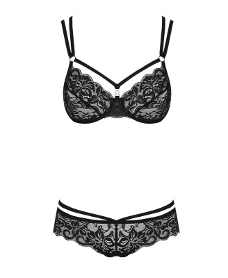 Bielizna-860-SET-1 komplet 2-częściowy czarny  S/M