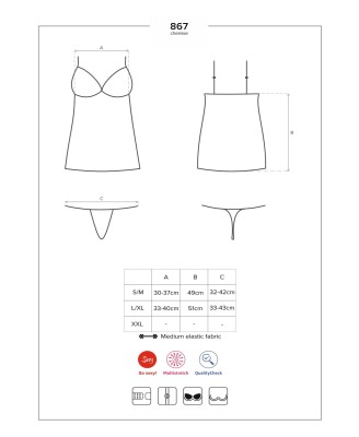 Bielizna- 867-CHE-1 koszulka i stringi  S/M