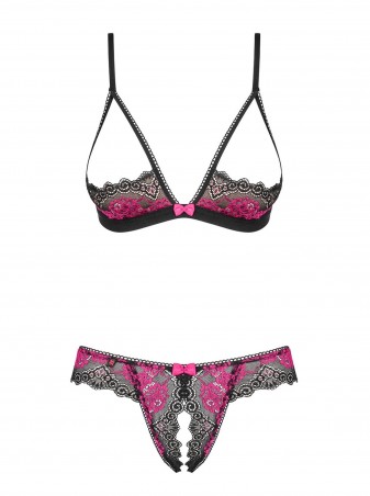 Bielizna-Tulia komplet 2-częściowy otwarty czarny L/XL