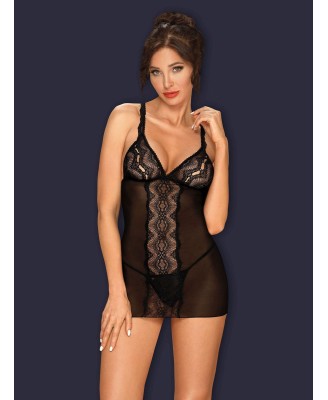 Bielizna-Lucita koszulka i stringi czarna  S/M