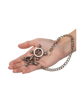 4 Point Nipple Press w Chain Black