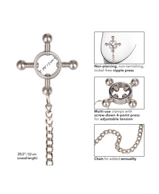 4 Point Nipple Press w Chain Black