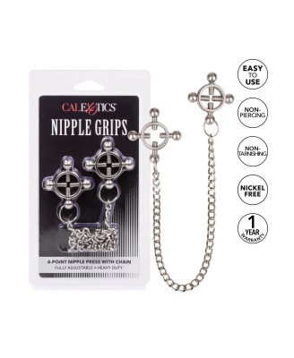 4 Point Nipple Press w Chain Black