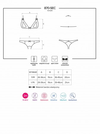 Bielizna-870-SEC-3 komplet 2-częściowy  S/M