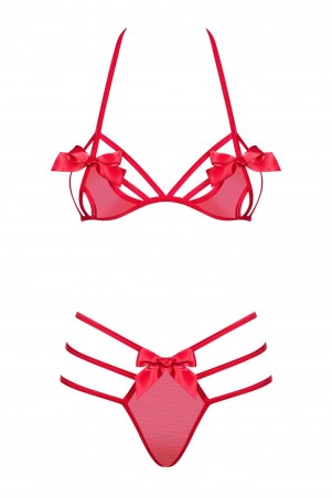 Bielizna-Giftella komplet 2-częściowy czerwony  S/M