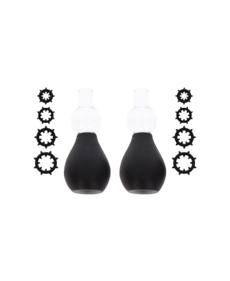 Nipple Enlargers with 8 Rings Black