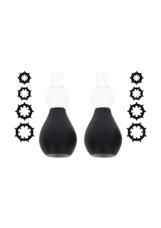 Nipple Enlargers with 8 Rings Black