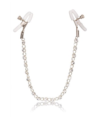 Crystal Chain Nipple Clamps Silver