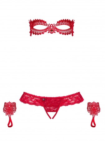 Bielizna-Hetea komplet 3-częściowy czerwony L/XL