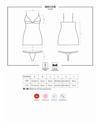 Bielizna-865-CHE-1 koszulka i stringi  S/M