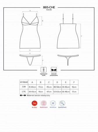 Bielizna-865-CHE-1 koszulka i stringi  S/M
