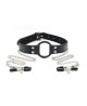 Stymulator-Ring Gag + Nipples Clamps (black)