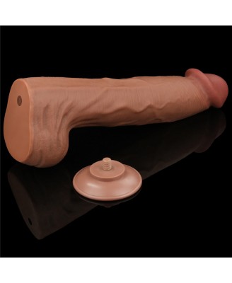 14'' King Sized Sliding Skin Dual Layer Dong - Brązowe Realistyczne Dildo z Przyssawką