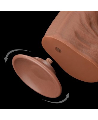14'' King Sized Sliding Skin Dual Layer Dong - Brązowe Realistyczne Dildo z Przyssawką