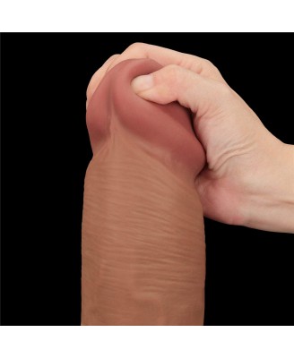 14'' King Sized Sliding Skin Dual Layer Dong - Brązowe Realistyczne Dildo z Przyssawką