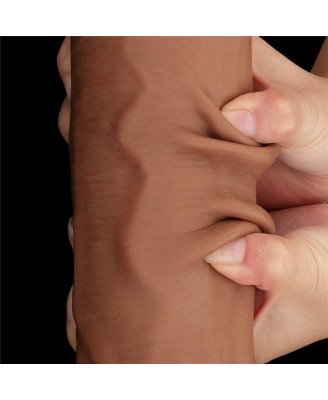 14'' King Sized Sliding Skin Dual Layer Dong - Brązowe Realistyczne Dildo z Przyssawką