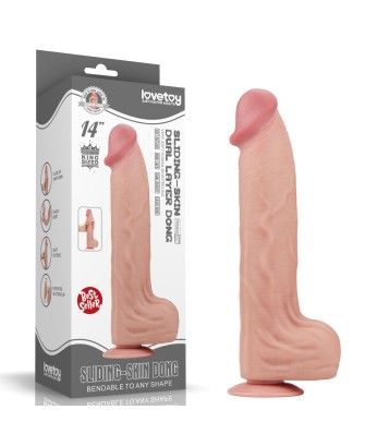 14'' King Sized Sliding Skin Dual Layer Dong - Cieliste Realistyczne Dildo z Przyssawką