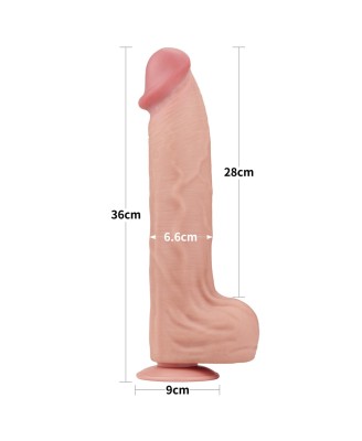 14'' King Sized Sliding Skin Dual Layer Dong - Cieliste Realistyczne Dildo z Przyssawką
