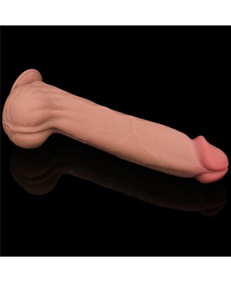 14'' King Sized Sliding Skin Dual Layer Dong - Cieliste Realistyczne Dildo z Przyssawką
